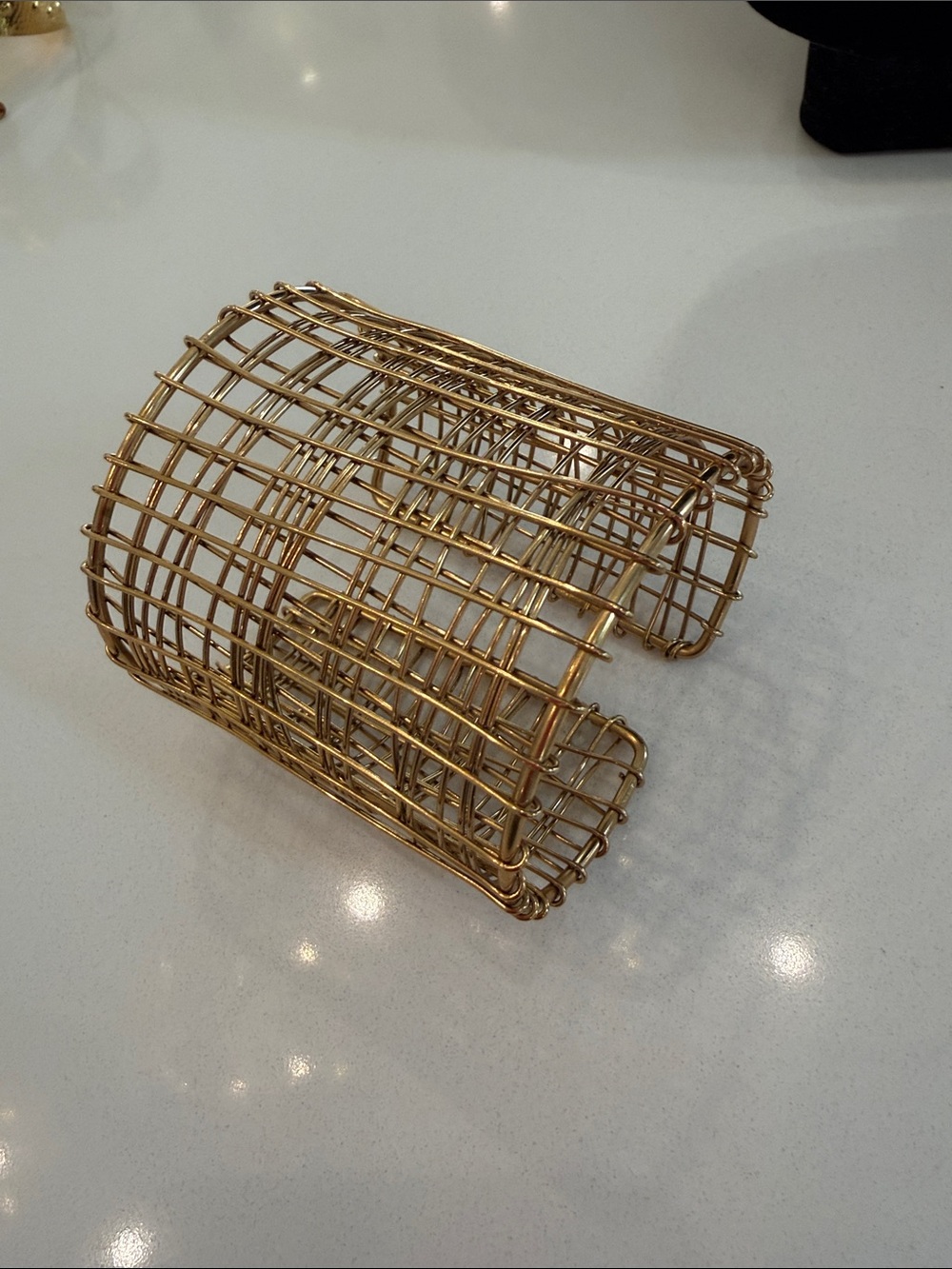 Open Grid Gold Cuff Bracelet for Women